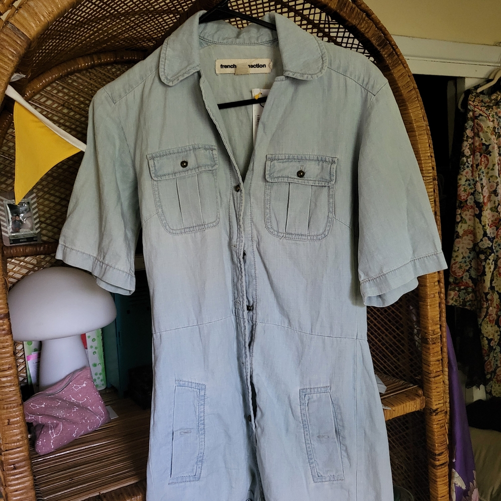 French Connection Light Blue Denim Jumpsuit